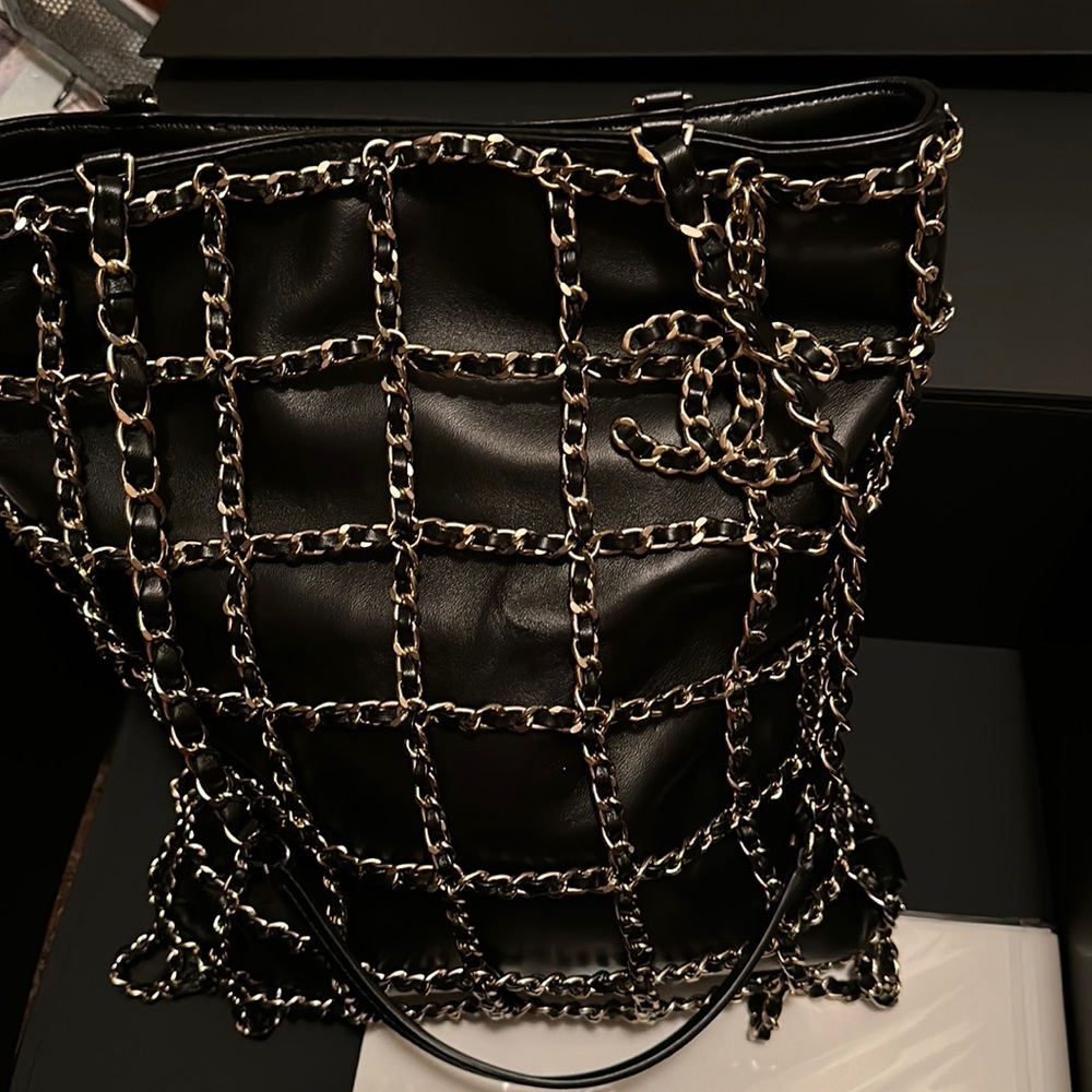 Chanel black Gold chain purse/ bag